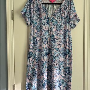 Lilly Pulitzer Pink Dress with Blue Seashell Print